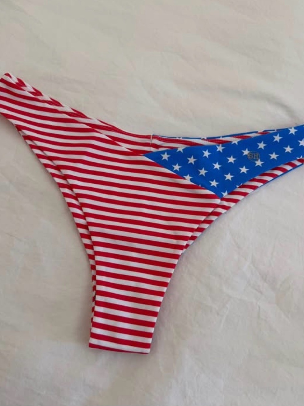 Striped Red & White Bikini Bottom with Blue Star Accent